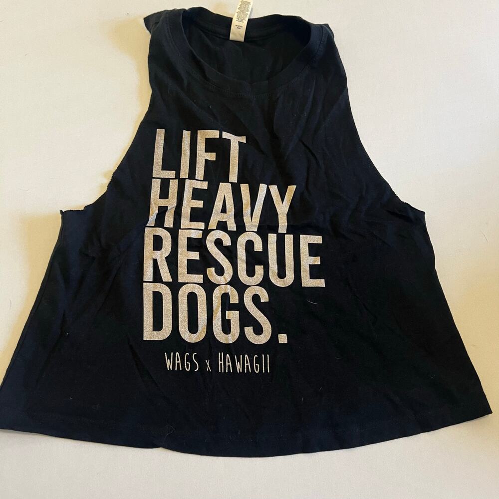 Wags x Weights Hawaii "Lift Heavy Rescue Dogs" Bella + Canvas Crop Tank S